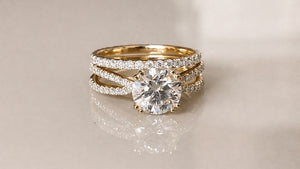 Split shank Engagement ring with Wedding Band