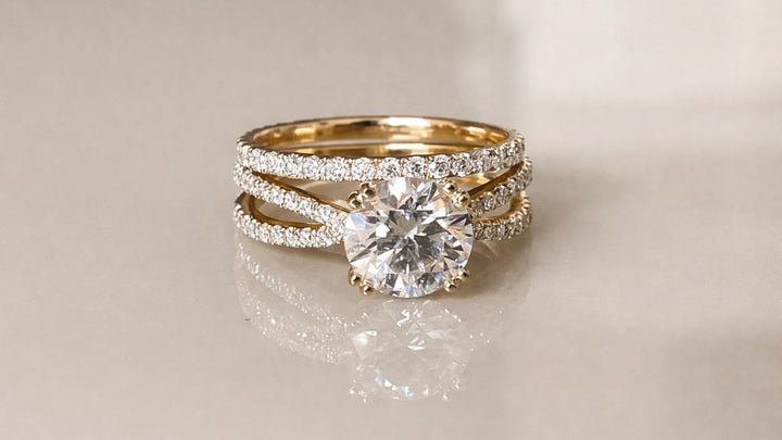 Split shank Engagement ring with Wedding Band