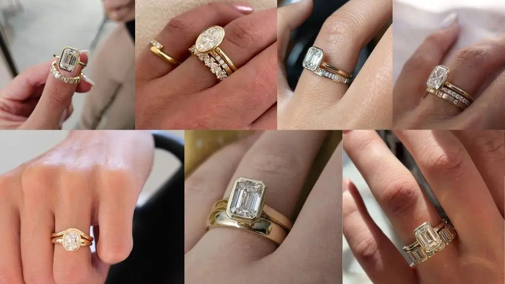 Bezel Engagement Ring with Wedding Band | Timeless & Secure