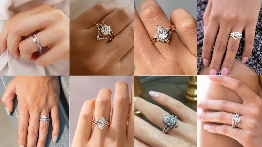 V Shaped Wedding Band with Engagement Ring