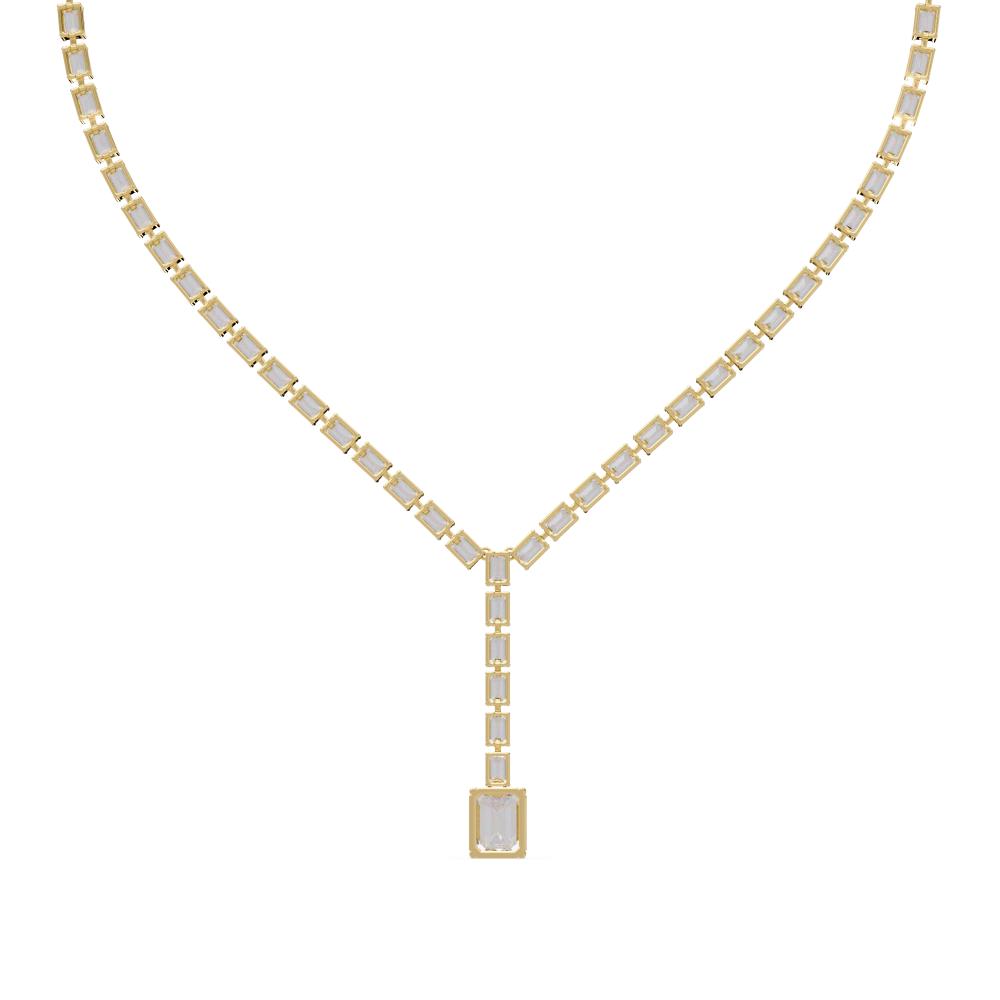 Emerald Dangling Tennis Moissanite Diamond Necklace