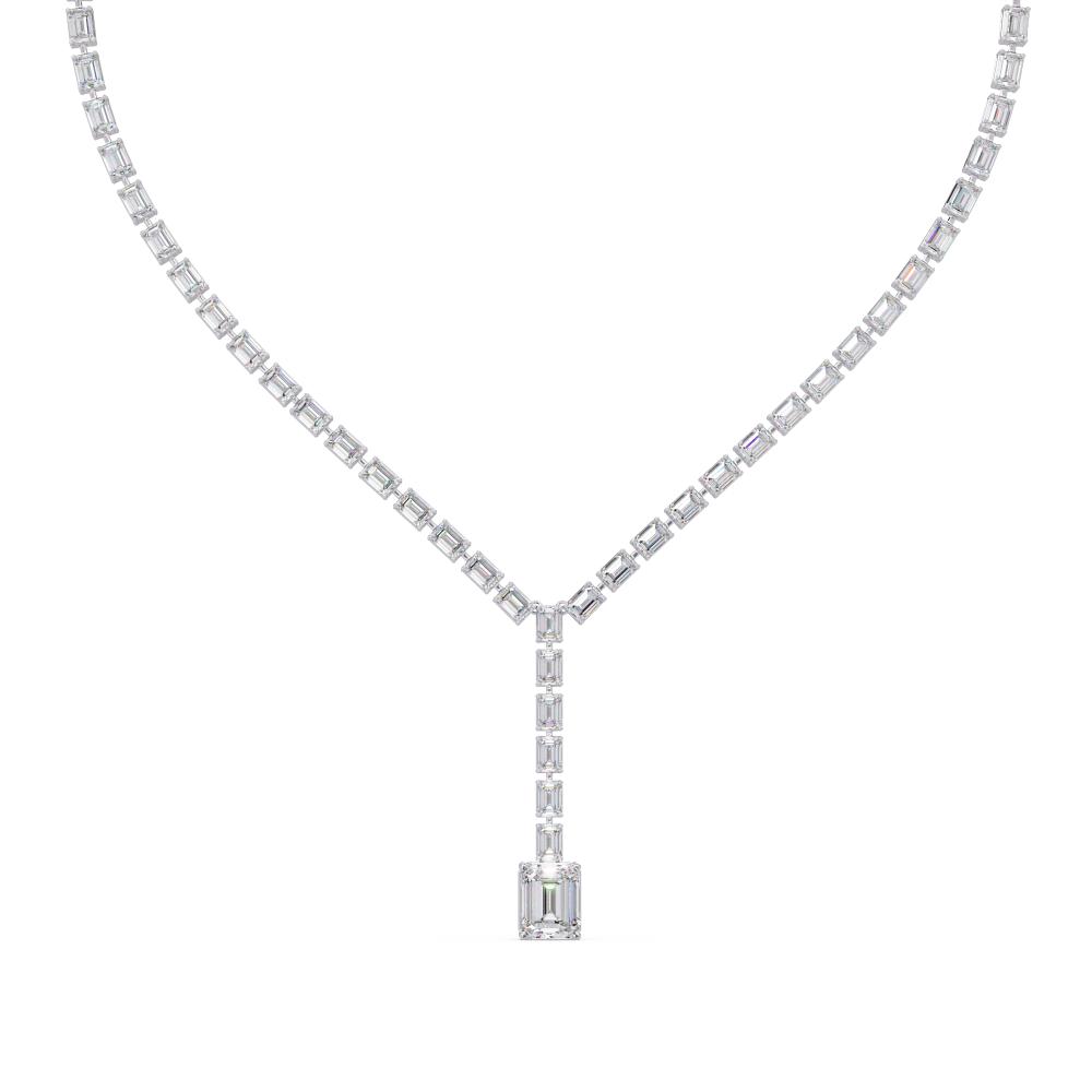 Emerald Dangling Tennis Moissanite Diamond Necklace