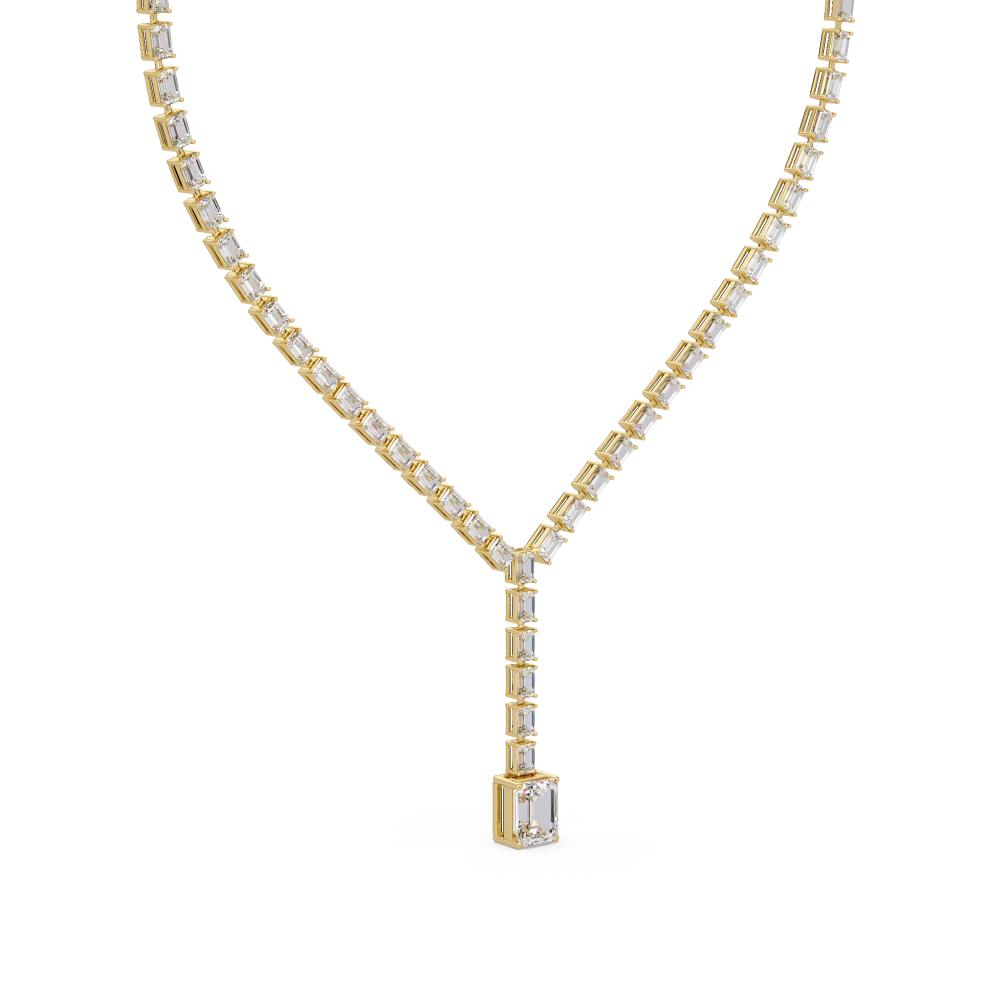 Emerald Dangling Tennis Moissanite Diamond Necklace