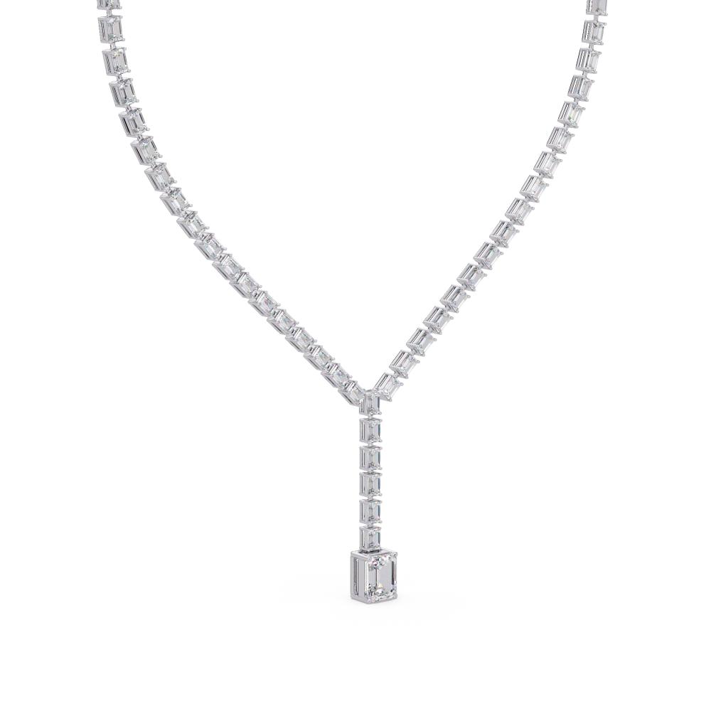 Emerald Dangling Tennis Moissanite Diamond Necklace