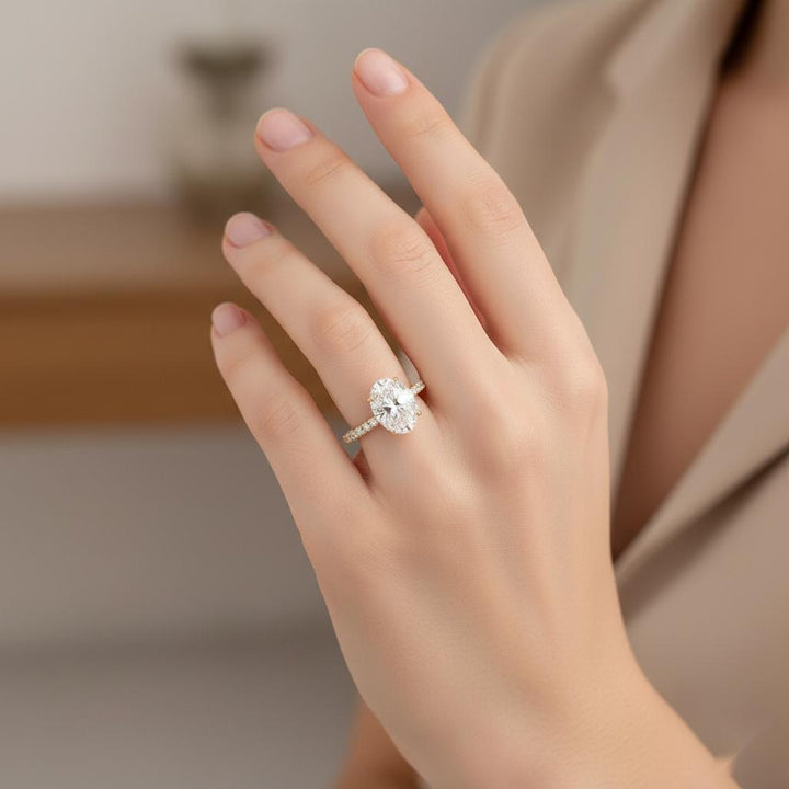 Oval Hidden Halo with Pave Engagement ring