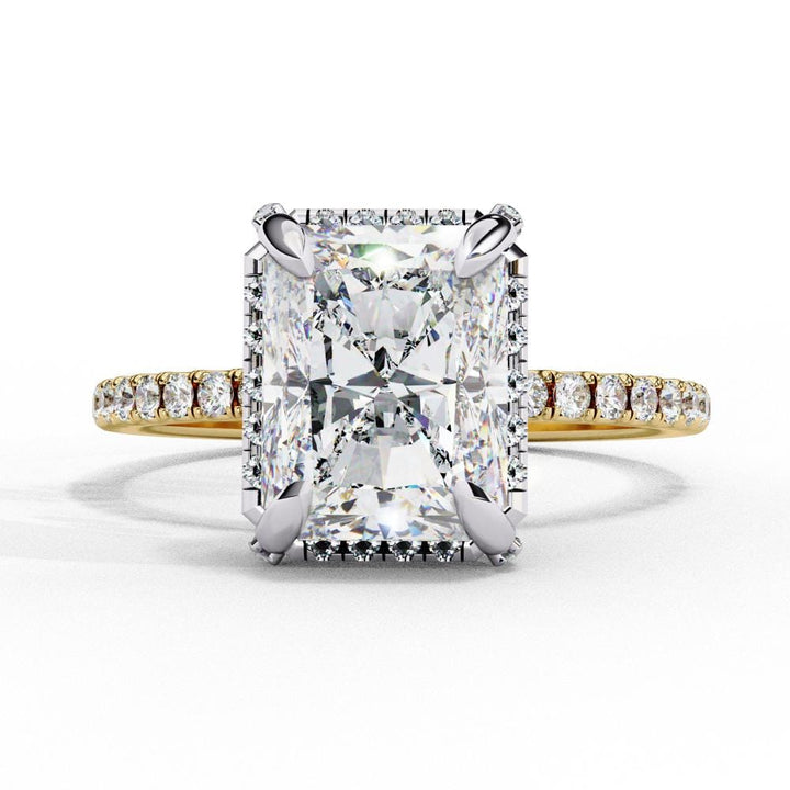 Radiant Halo With Pave Band Engagement Ring