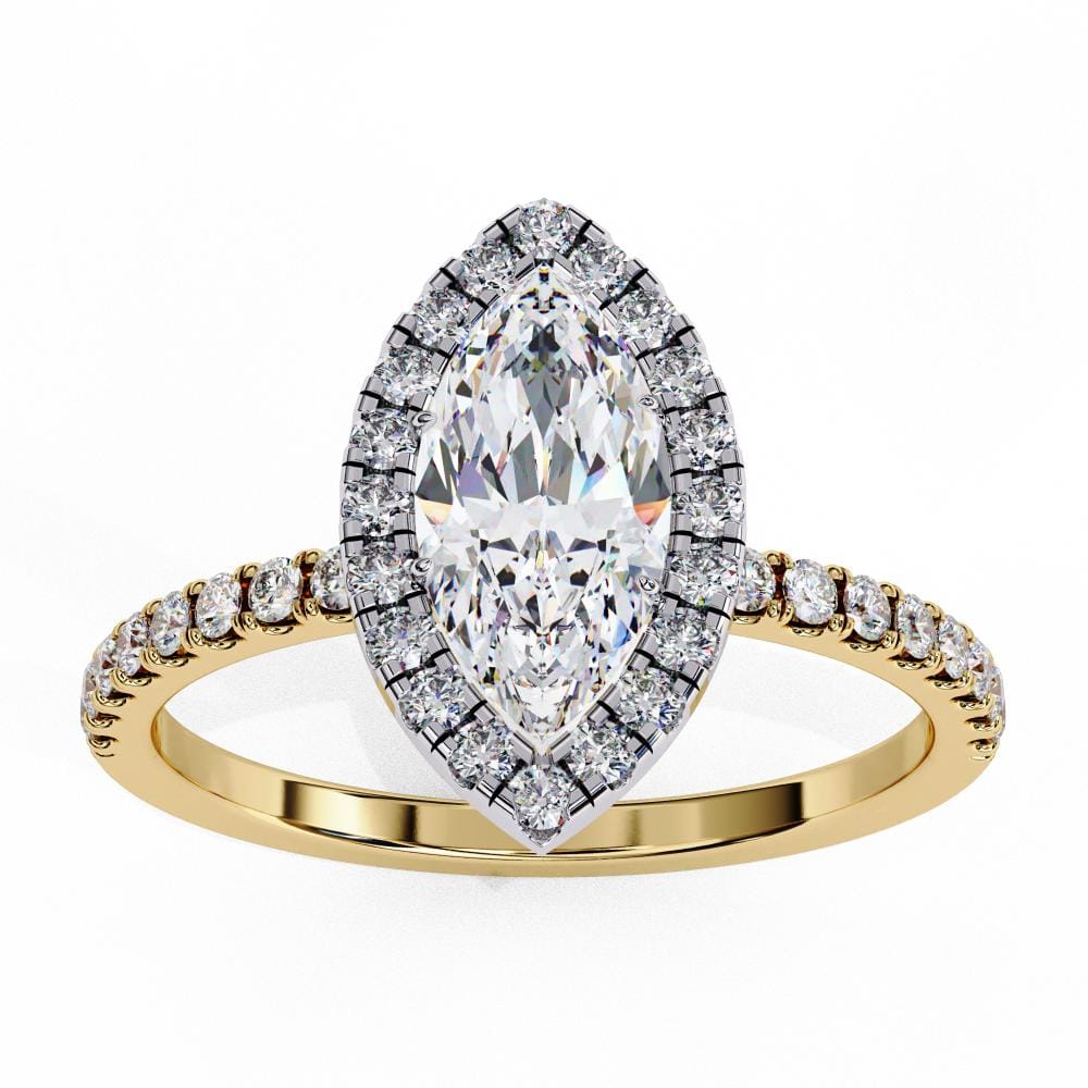 Marquise Halo With Pave Band Engagement Ring