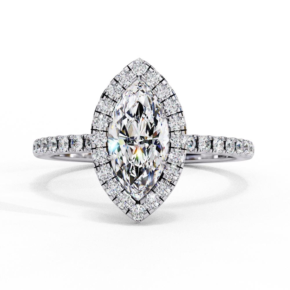 Marquise Halo With Pave Band Engagement Ring
