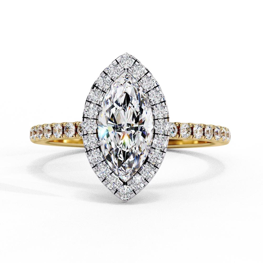 Marquise Halo With Pave Band Engagement Ring