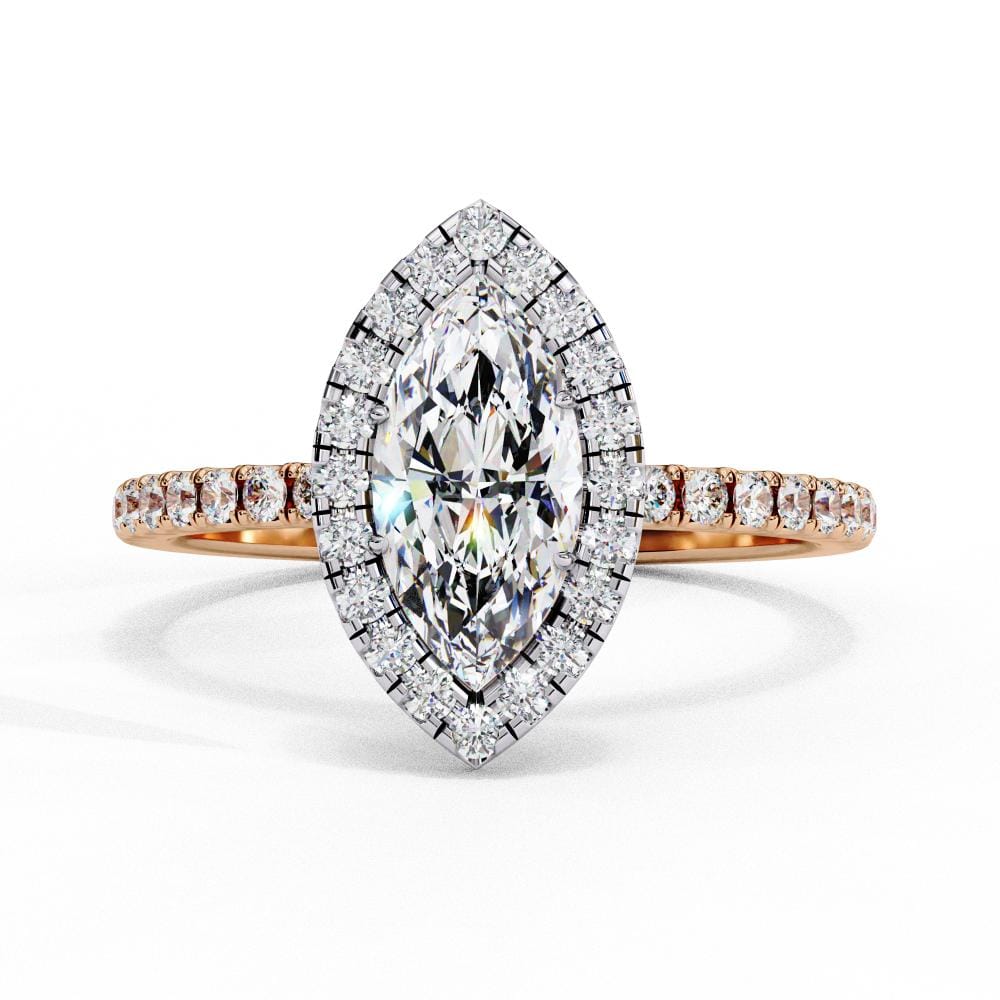 Marquise Halo With Pave Band Engagement Ring
