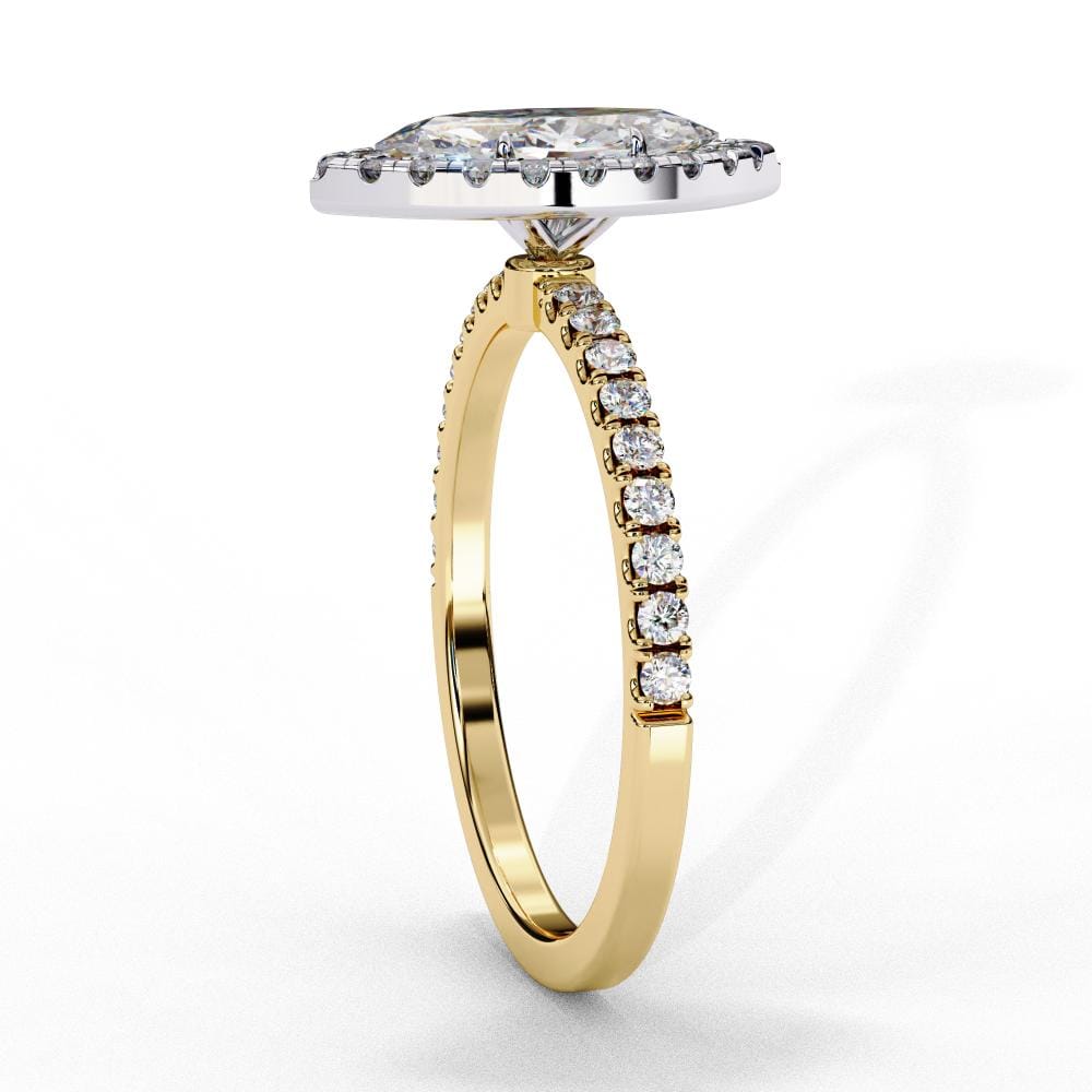Marquise Halo With Pave Band Engagement Ring