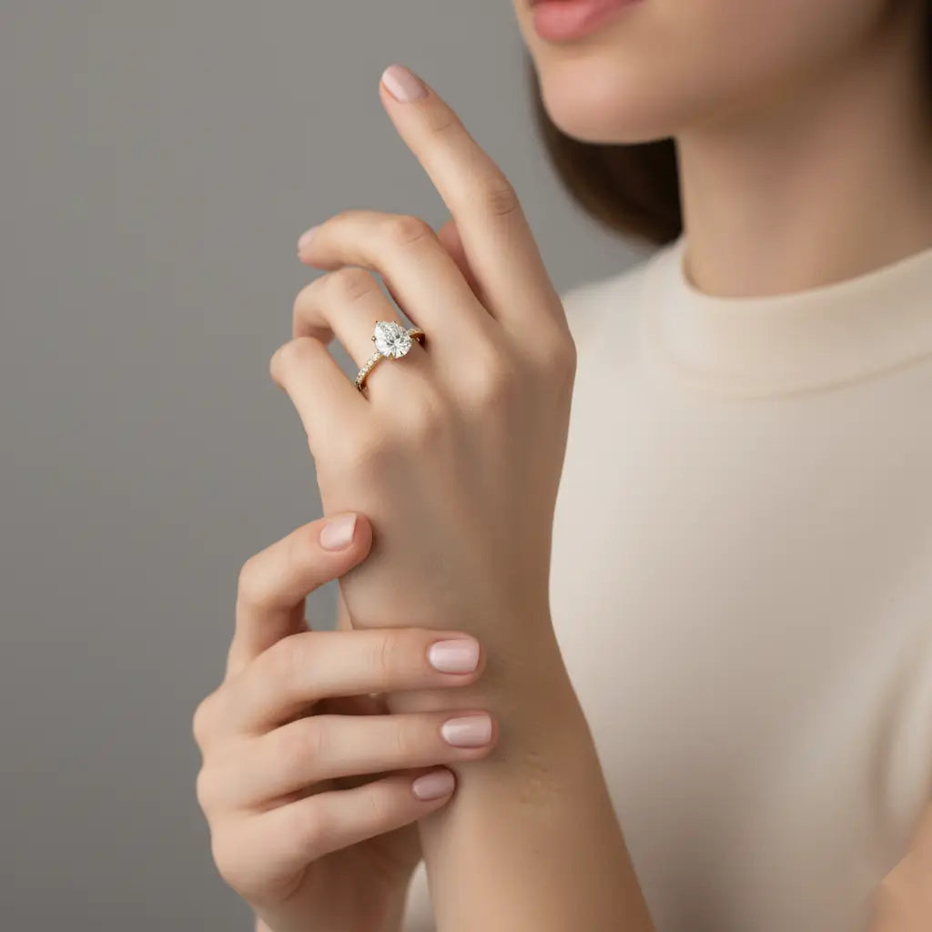 Pear Hidden Halo with Pave Engagement ring