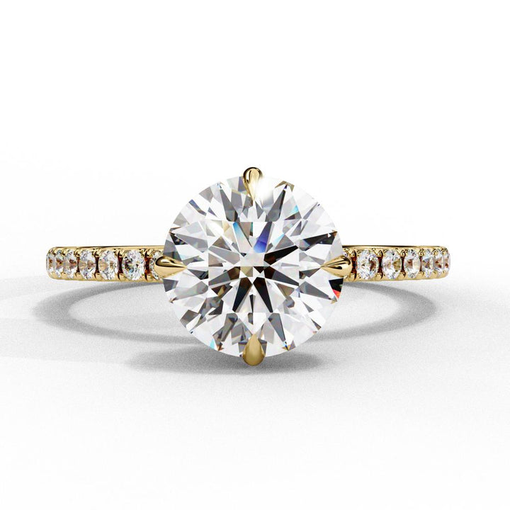 Round Hidden Halo with Pave Engagement ring