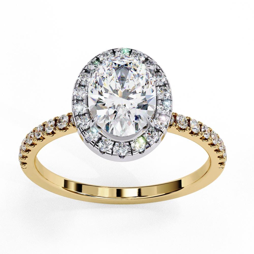 Oval Halo With Pave Band Engagement Ring