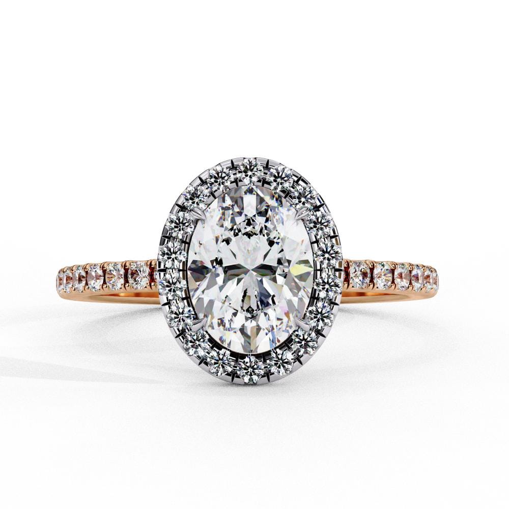 Oval Halo With Pave Band Engagement Ring