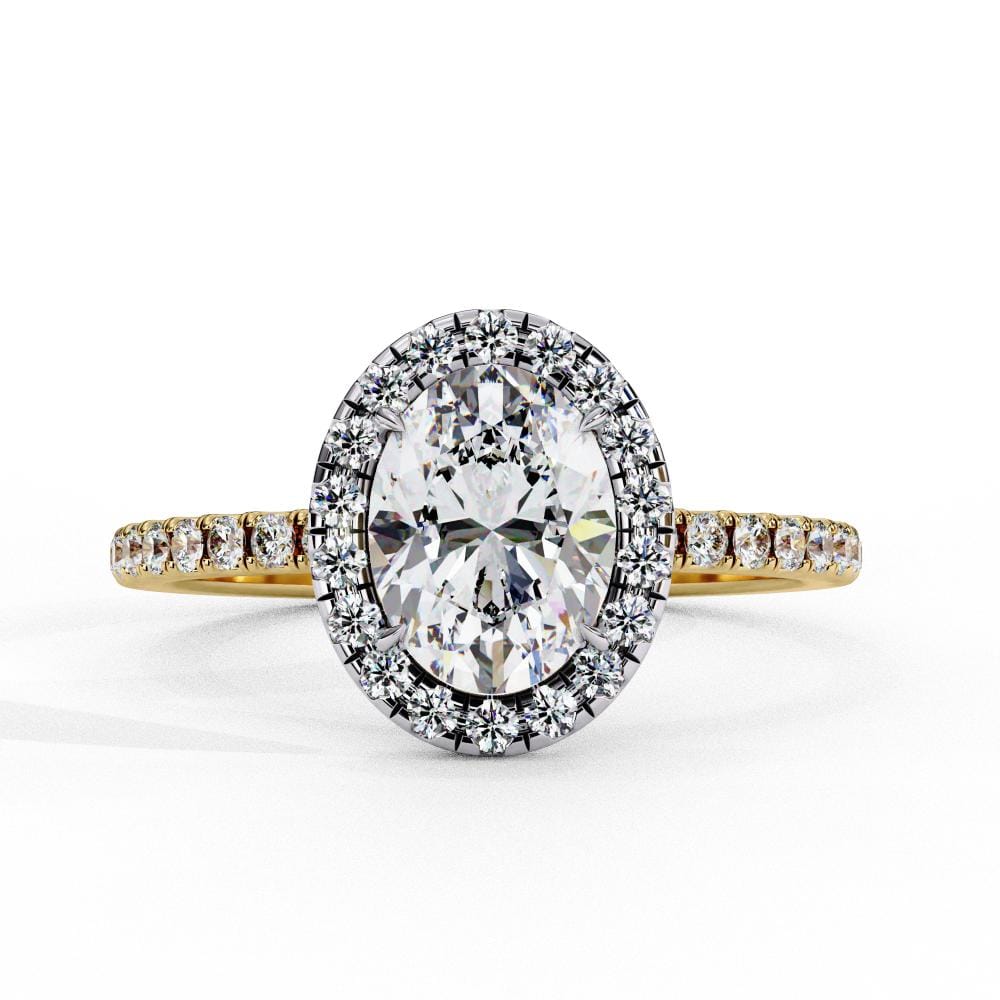 Oval Halo With Pave Band Engagement Ring