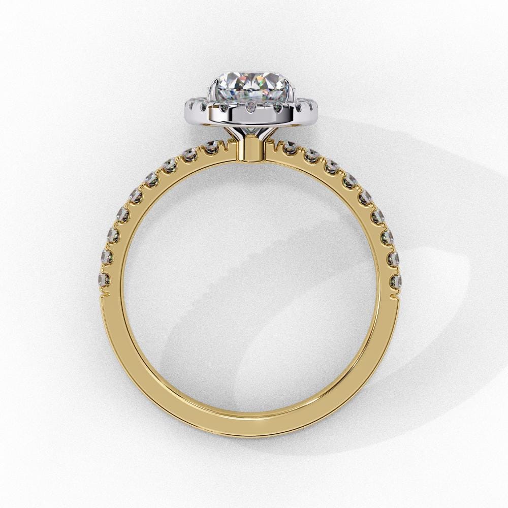 Oval Halo With Pave Band Engagement Ring