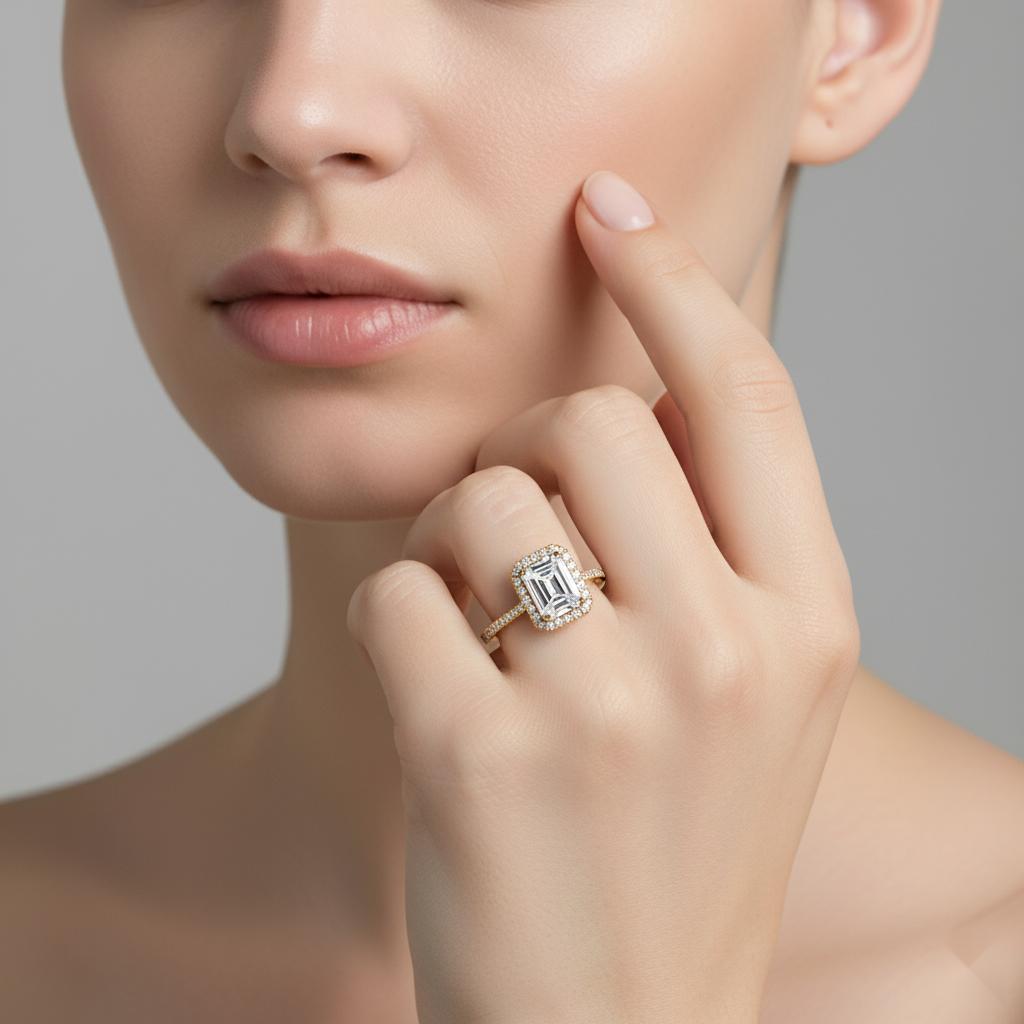 Radiant Halo with Pave Engagement ring