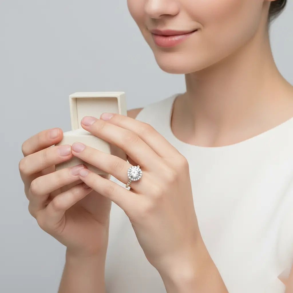 Round Halo with Pave Band Engagement ring