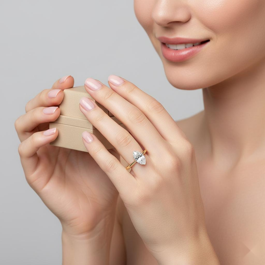 Marquise 4 claw Solitaire Engagement ring