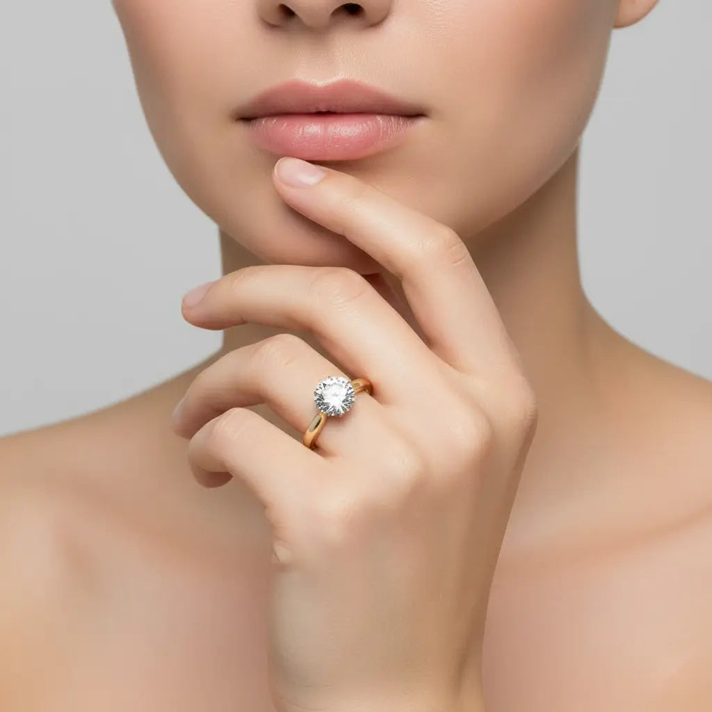 Round Solitaire with 6 Claw Prong Engagement ring