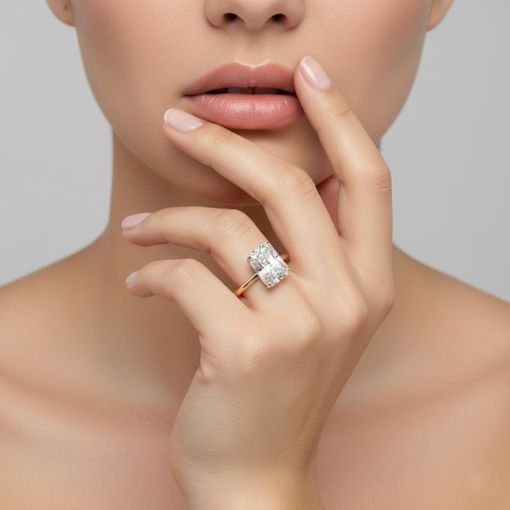 Radiant Solitaire with Hidden Halo Engagement ring