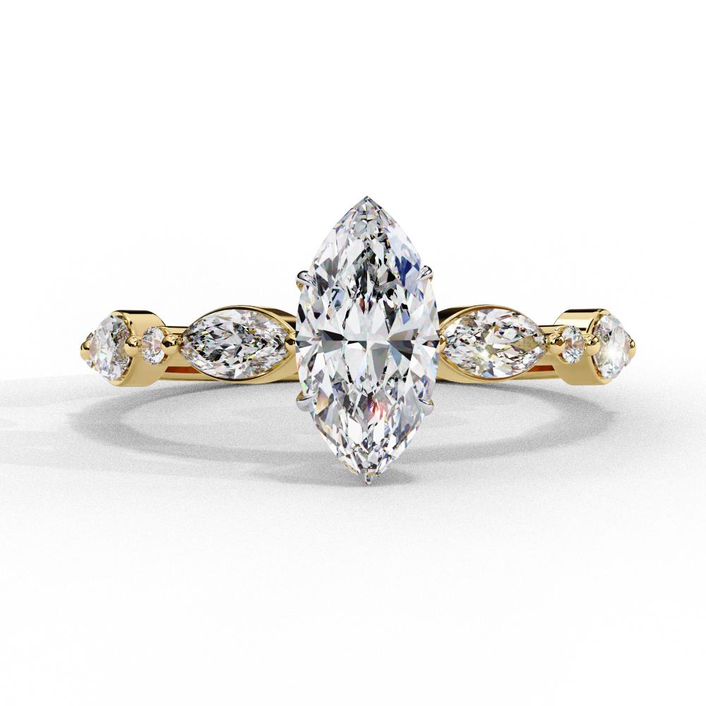 Marquise Solitaire With Accent Engagement Ring