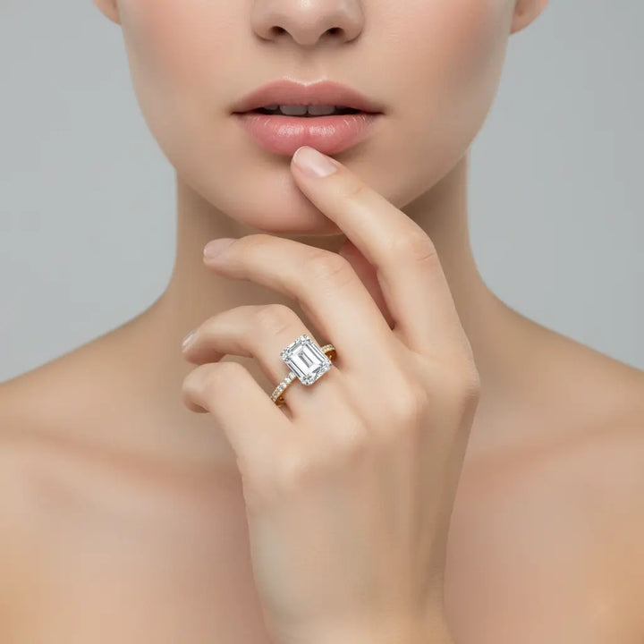 Emerald Mystic Secret Halo Engagement Ring