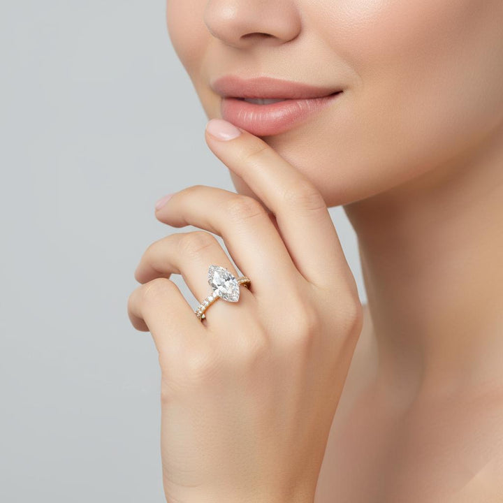 Marquise Mystic Secret Halo Engagement ring