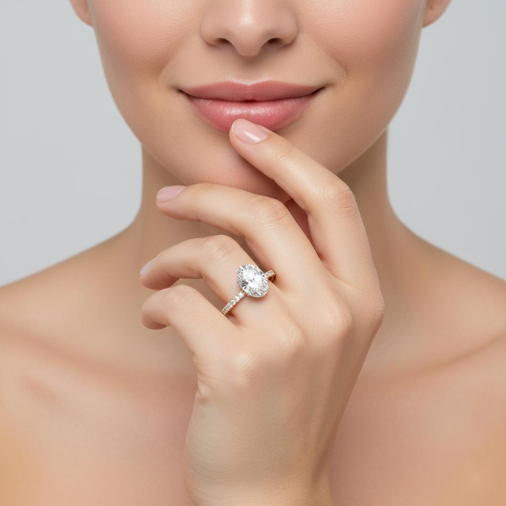 Oval Mystic Secret Halo Engagement ring