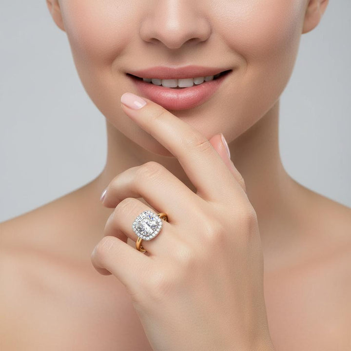 Round Solitaire with Halo Engagement ring