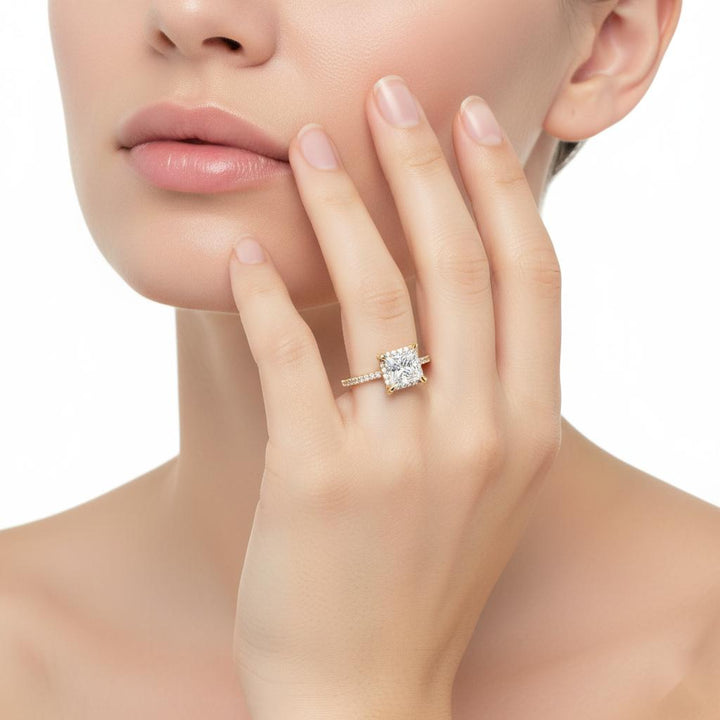 Princess Halo with Pave Engagement ring