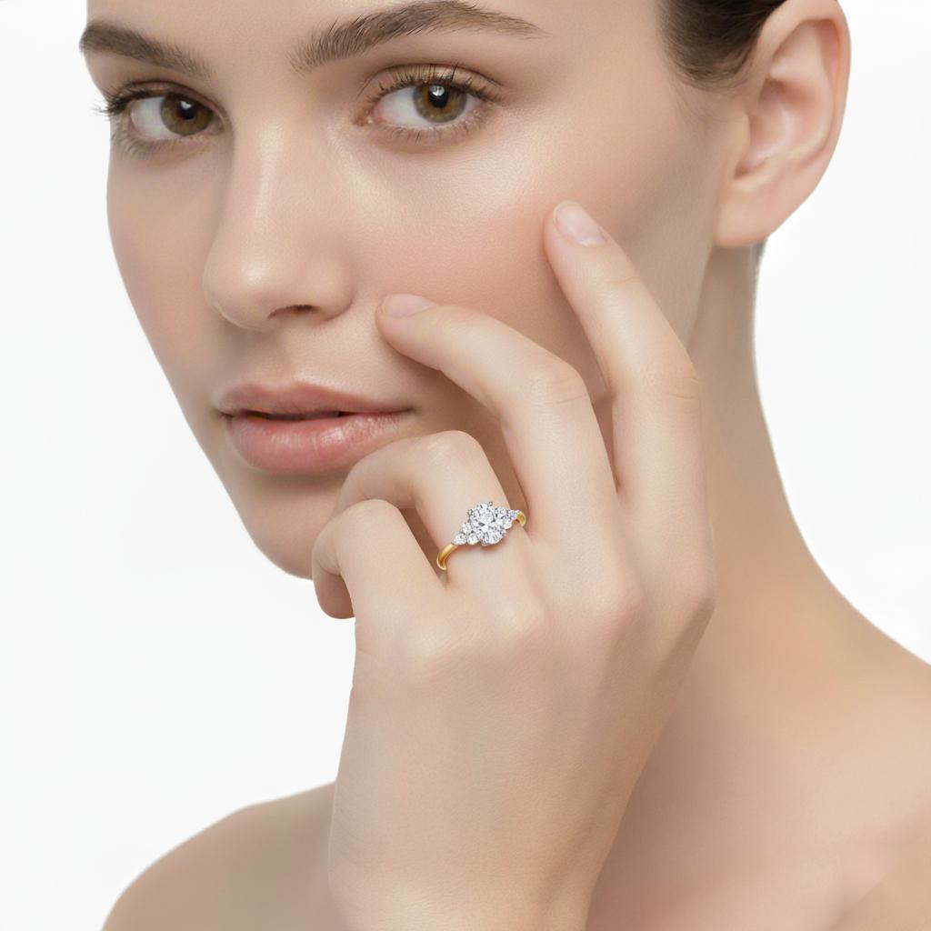 Oval with Round Three Stone Engagement ring