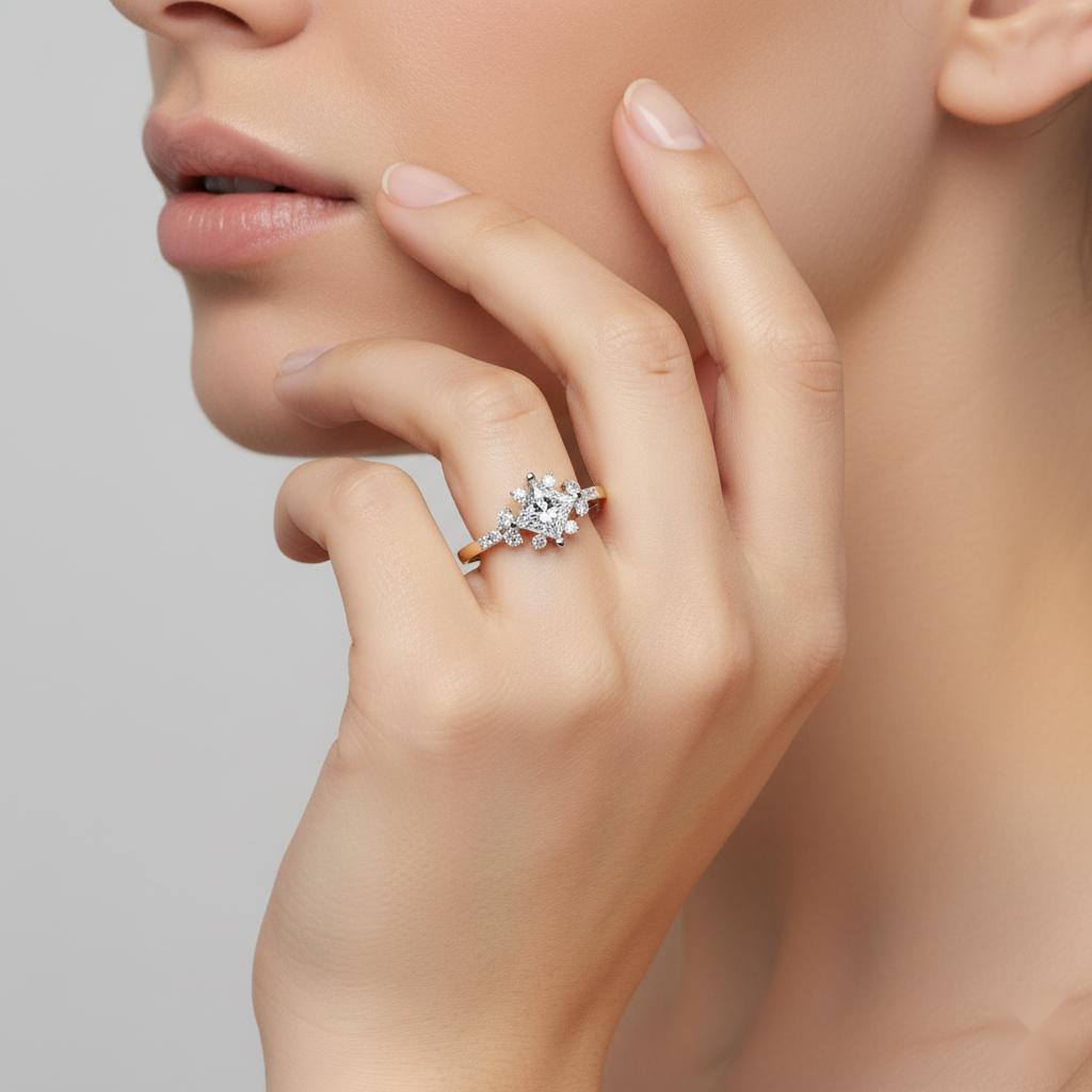 Princess with Accent Stone Engagement ring