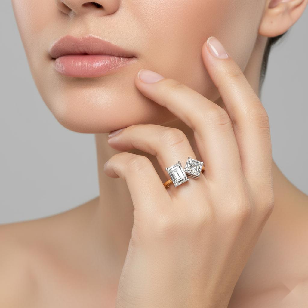 Radiant & Asscher Toi et Moi Engagement ring