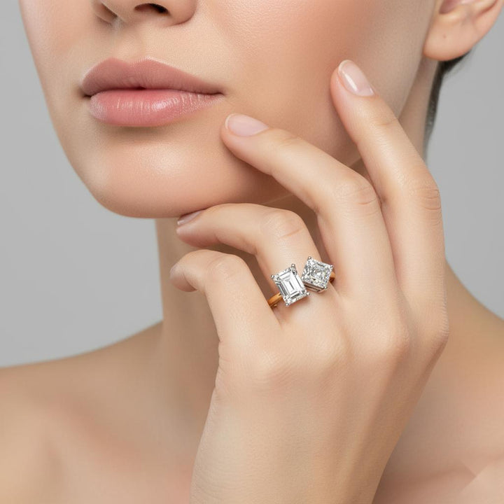 Radiant & Asscher Toi et Moi Engagement ring
