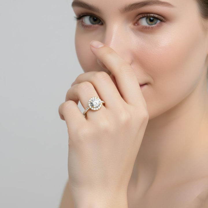 Round Halo With Pave Engagement ring