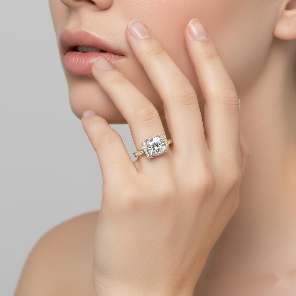 Round Unique Set With Accent Engagement ring