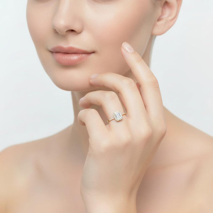 Emerald Halo with Pave Engagement ring