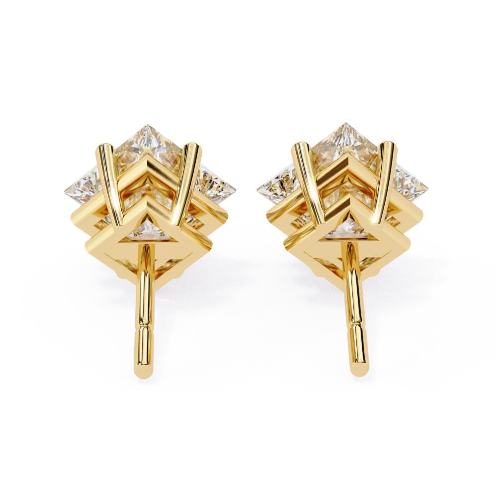 Princess Solitaire 4 Claw Prong Stud Earrings