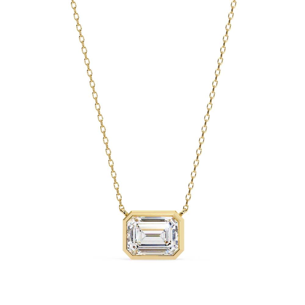 Emerald Bezel Set Pendant With Chain