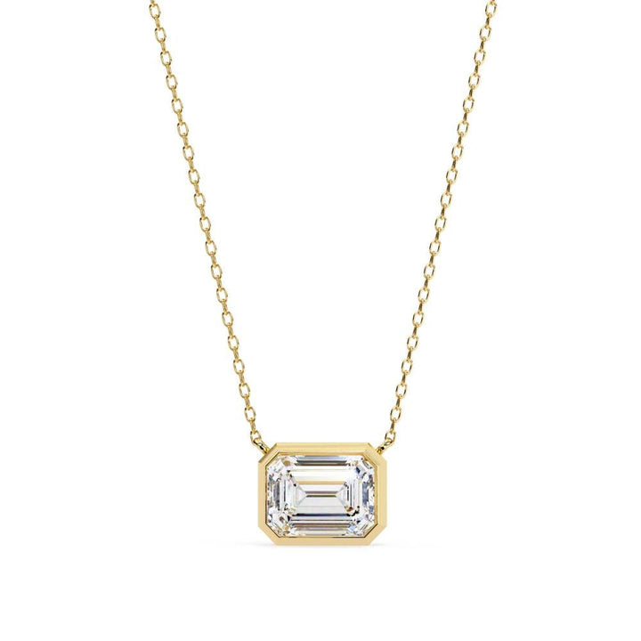 Emerald Bezel Set Pendant with Chain