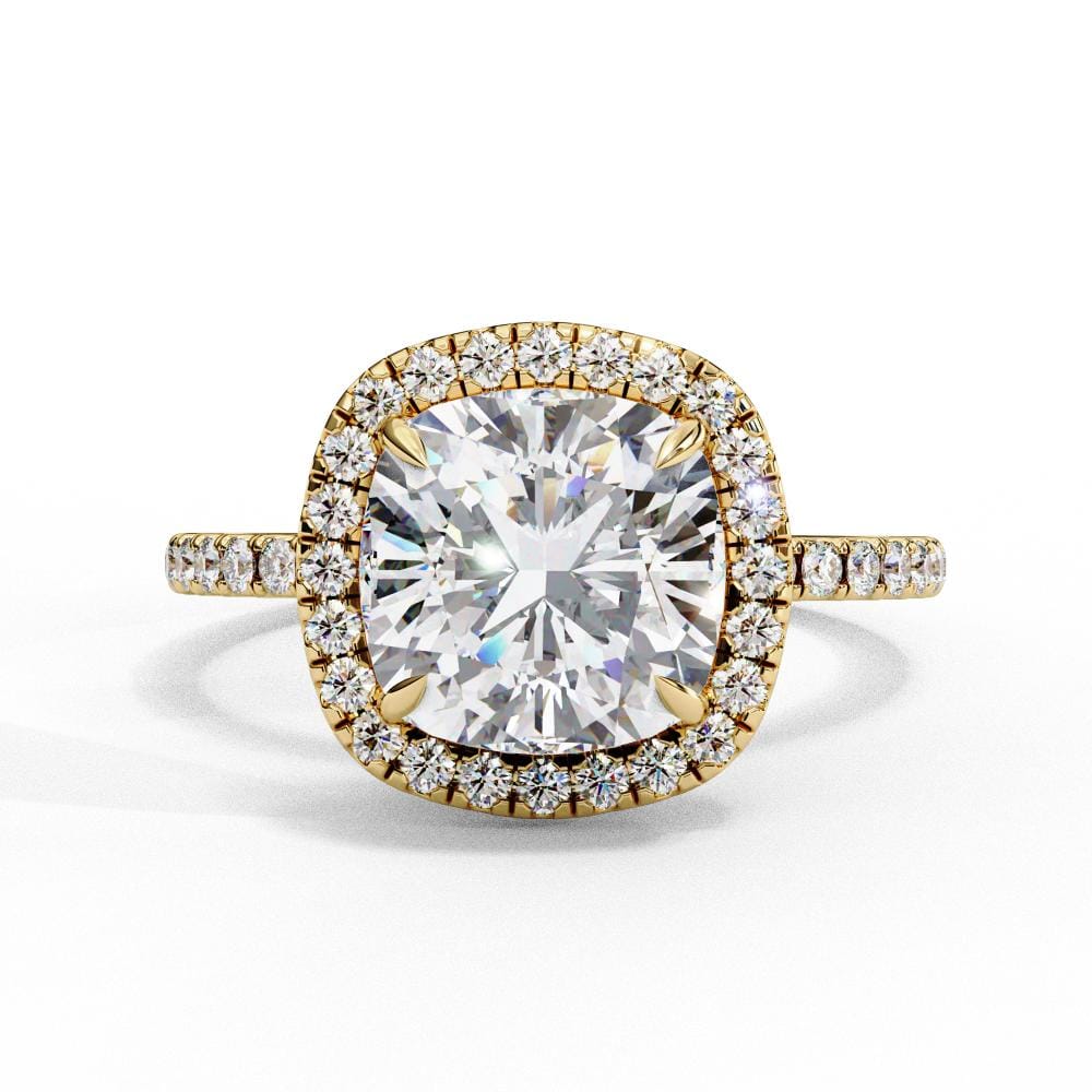 Cushion Halo with Pave Engagement ring