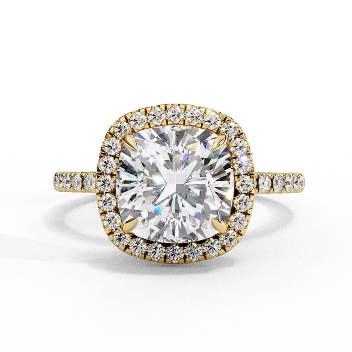 cushion cut halo engagement rings