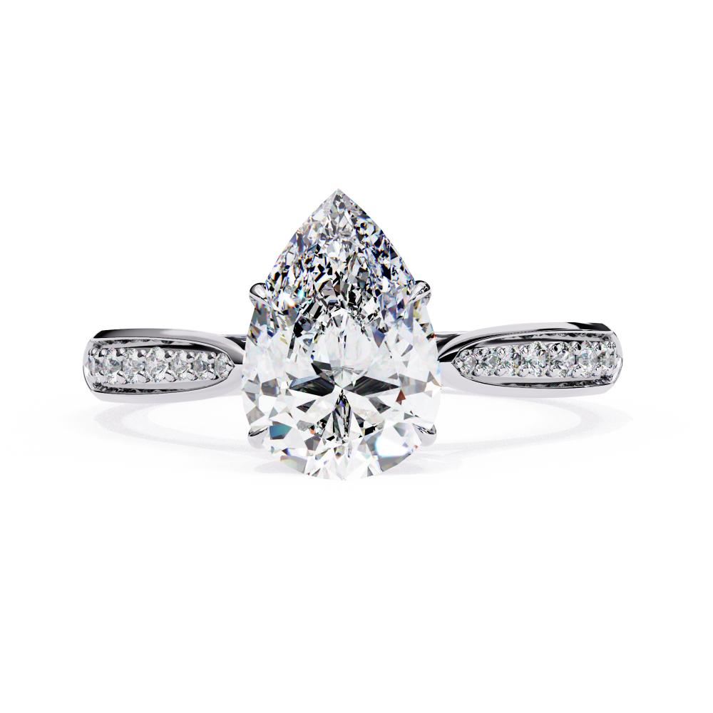 Pear Hidden Accent With Pointer Band Engagement Ring