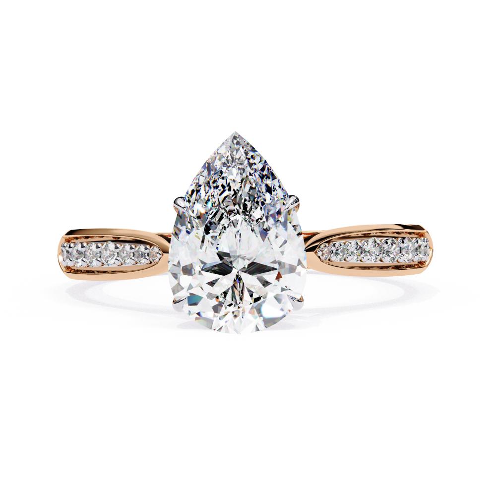 Pear Hidden Accent With Pointer Band Engagement Ring