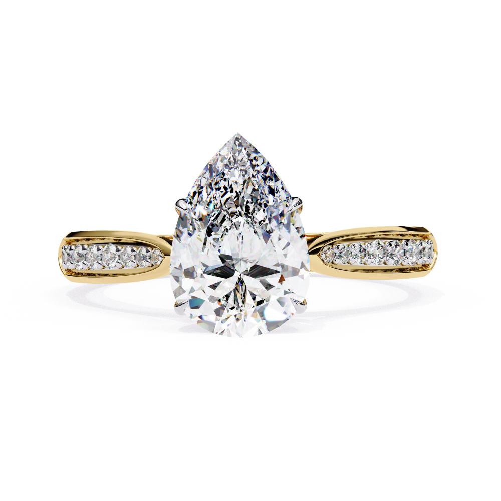 Pear Hidden Accent With Pointer Band Engagement Ring