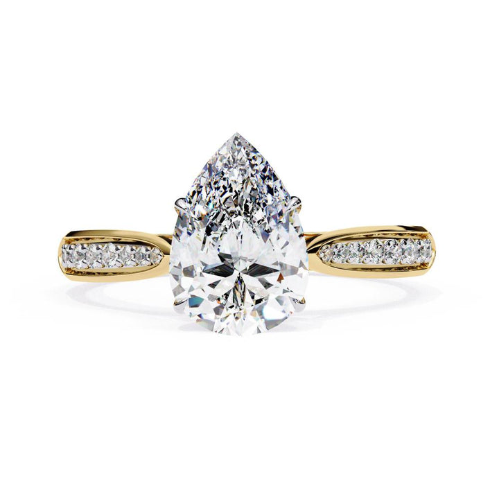 Pear Hidden Accent With Pointer Band Engagement Ring