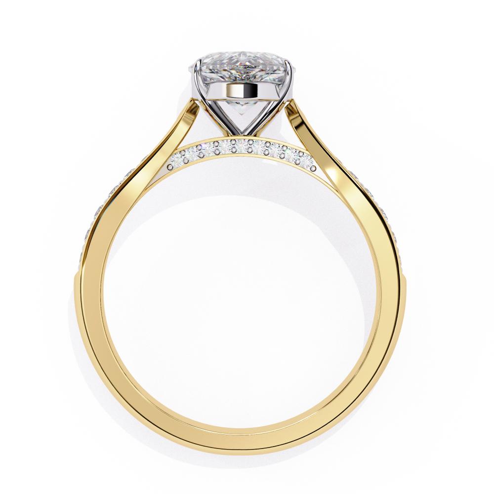 Pear Hidden Accent With Pointer Band Engagement Ring