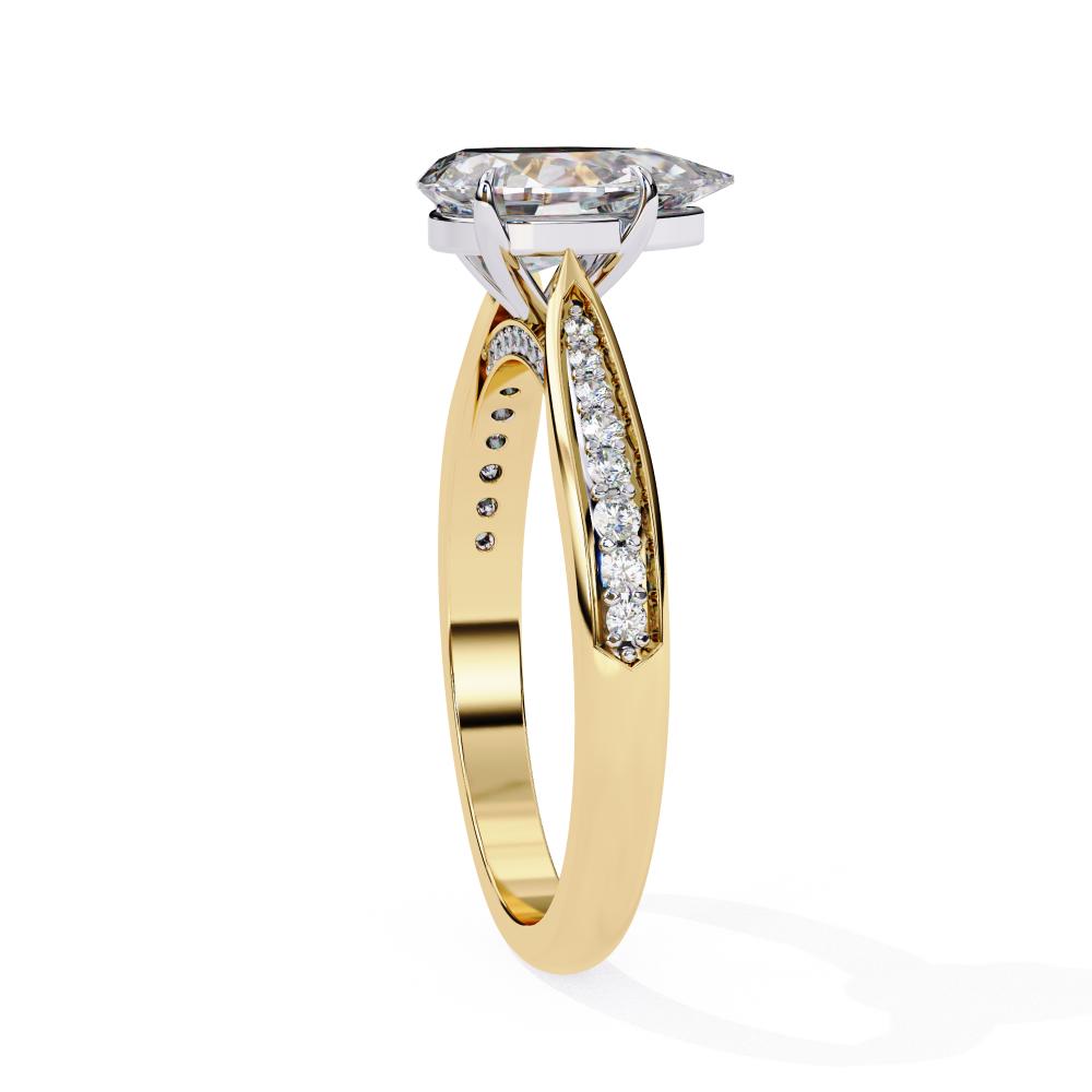 Pear Hidden Accent with Pointer Band Engagement Ring